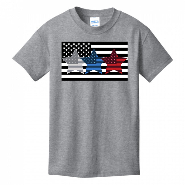 KIDS T-SHIRTS ATHLETIC-HEATHER - Flag Star Kid's T-shirt - Ships from The US - boys t-shirt at TFC&H Co.
