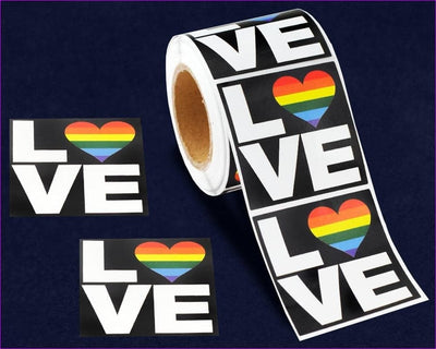 - Rainbow Heart Love Square Stickers (250 Stickers) - sticker at TFC&H Co.