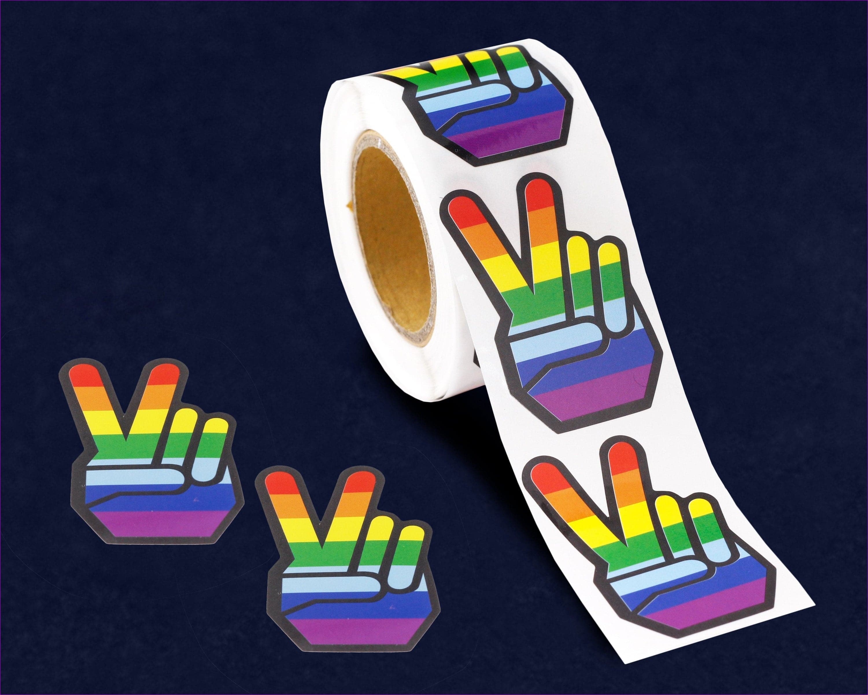 Default Title Rainbow Peace Sign Hand Stickers (250 Stickers) - sticker at TFC&H Co.