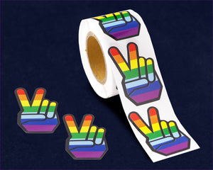 Rainbow Peace Sign Hand Stickers (250 Stickers) - sticker at TFC&H Co.
