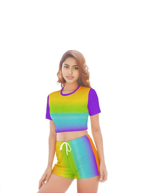 - Rainbow Women's O-neck T-shirt Short Set - womens top & short set at TFC&H Co.