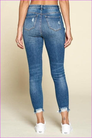 Raw Ripped Medium Wash Jeans - women's jeans at TFC&H Co.