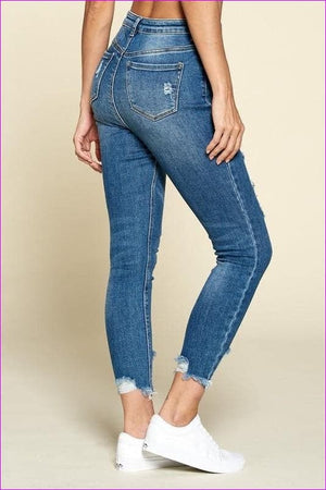 Raw Ripped Medium Wash Jeans - women's jeans at TFC&H Co.