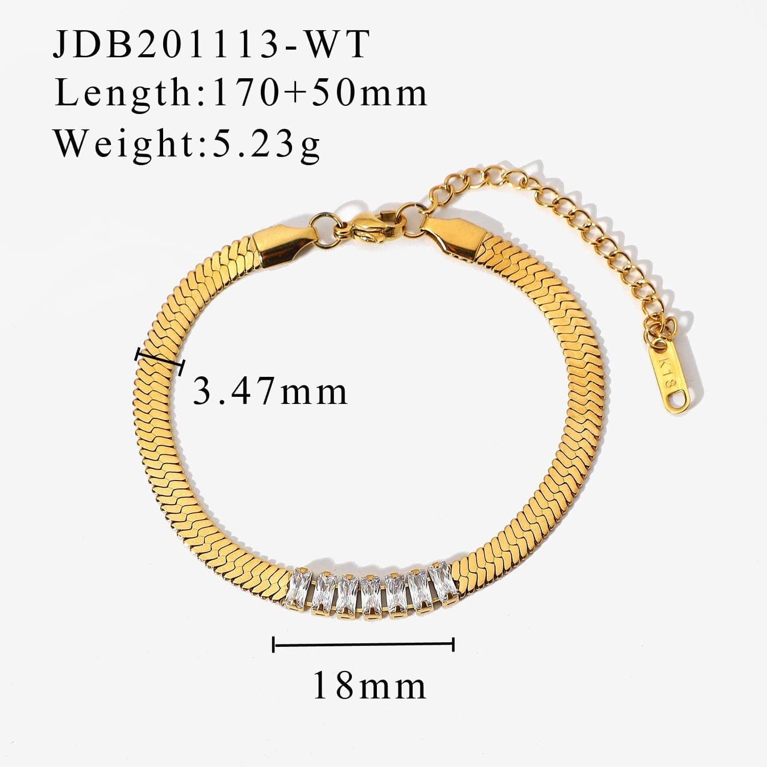 Rectangular Zircon Blade Bracelet -4 colors - bracelet at TFC&H Co.