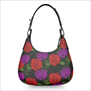 Red Rose Purp Authentic Leather Designer Mini Curve Bag - Mini Curve Bag at TFC&H Co.