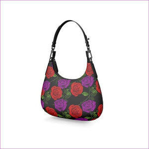 - Red Rose Purp Authentic Leather Designer Mini Curve Bag - Mini Curve Bag at TFC&H Co.