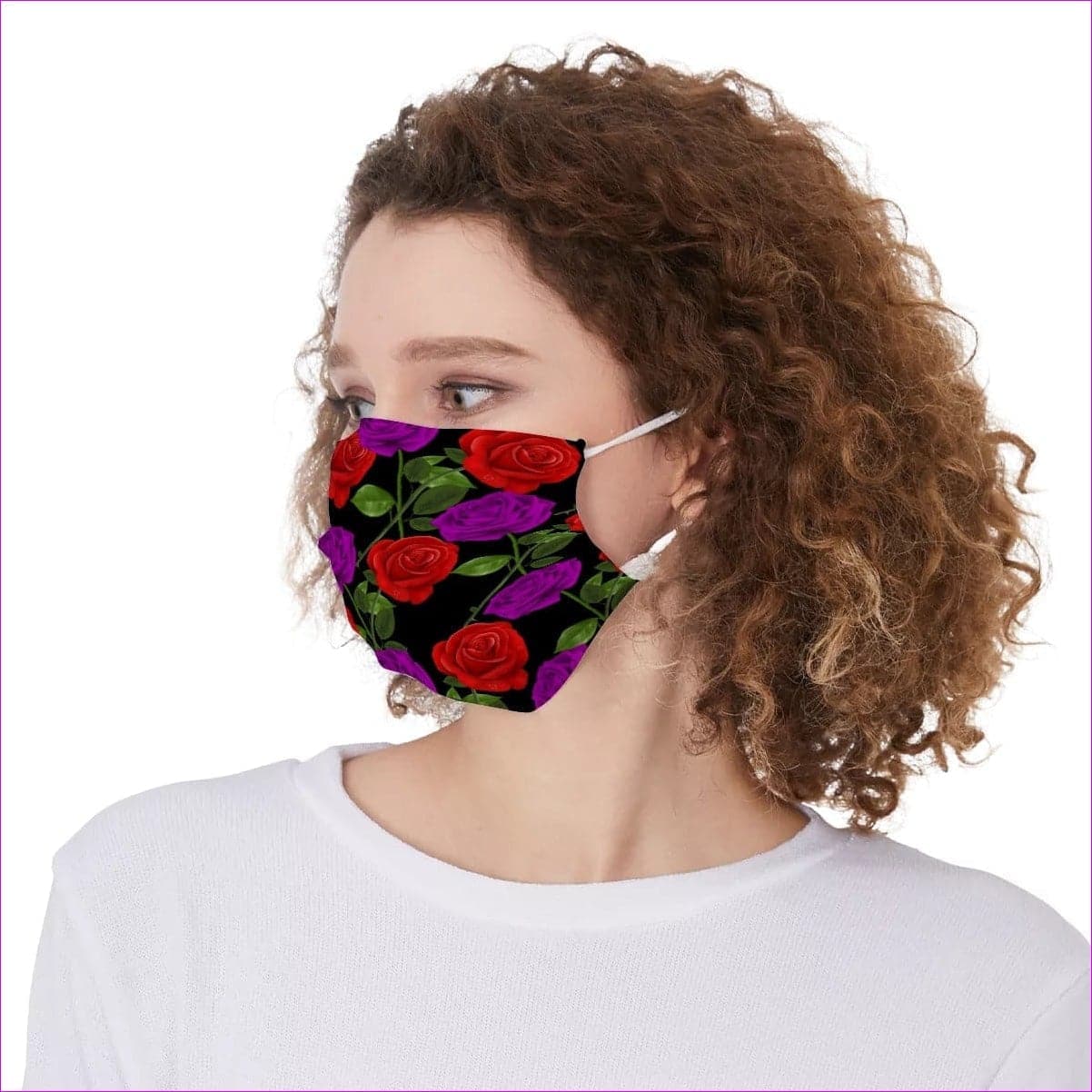 M multi-colored Red Rose Purp Black Face Mask - face mask at TFC&H Co.