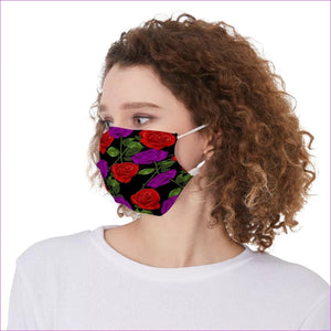 M multi-colored - Red Rose Purp Black Face Mask - face mask at TFC&H Co.