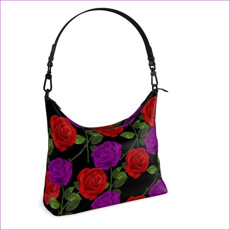- Red Rose Purp Designer Authentic Leather Square Hobo Bag - Square Hobo Bag at TFC&H Co.