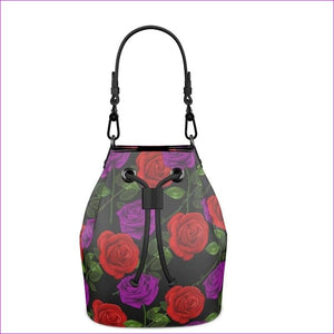 - Red Rose Purp Designer Leather Bucket Bag - Bucket Bag at TFC&H Co.