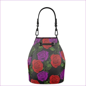 Red Rose Purp Designer Leather Bucket Bag - Bucket Bag at TFC&H Co.