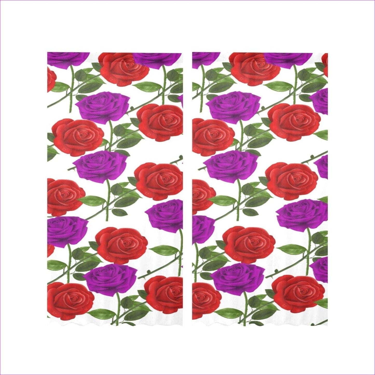 One Size red rose purp Gauze Curtain 28"x84" (Two Pieces) Red Rose Purp Gauze Curtain 28"x84" (Two Pieces) - Window Curtains at TFC&H Co.