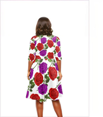 Red Rose Purp Half Sleeve Dress - women's dress at TFC&H Co.