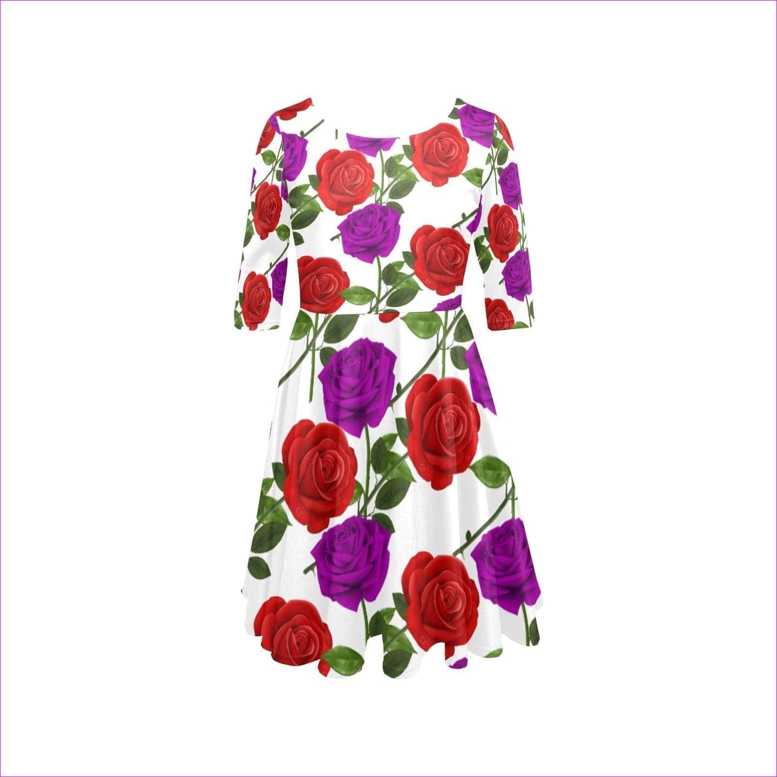 - Red Rose Purp Half Sleeve Dress - womens dress at TFC&H Co.
