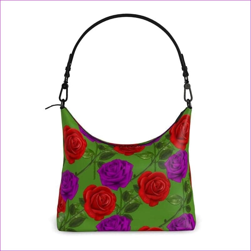 - Red Rose Purp Luxury Designer Leather Square Hobo Bag - Square Hobo Bag at TFC&H Co.