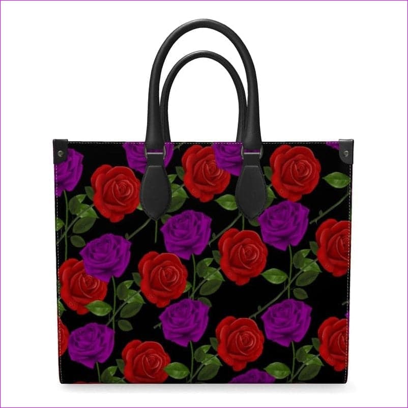 Red Rose Purp Luxury Leather Shopper Bag - Leather Shopper Bag at TFC&H Co.