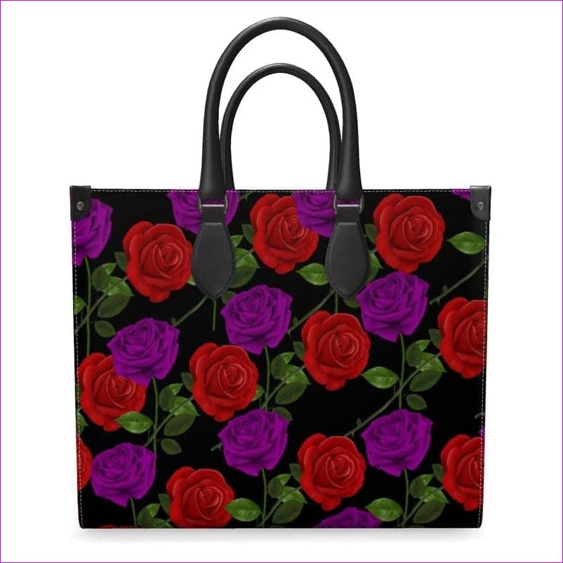 - Red Rose Purp Luxury Leather Shopper Bag - Leather Shopper Bag at TFC&H Co.