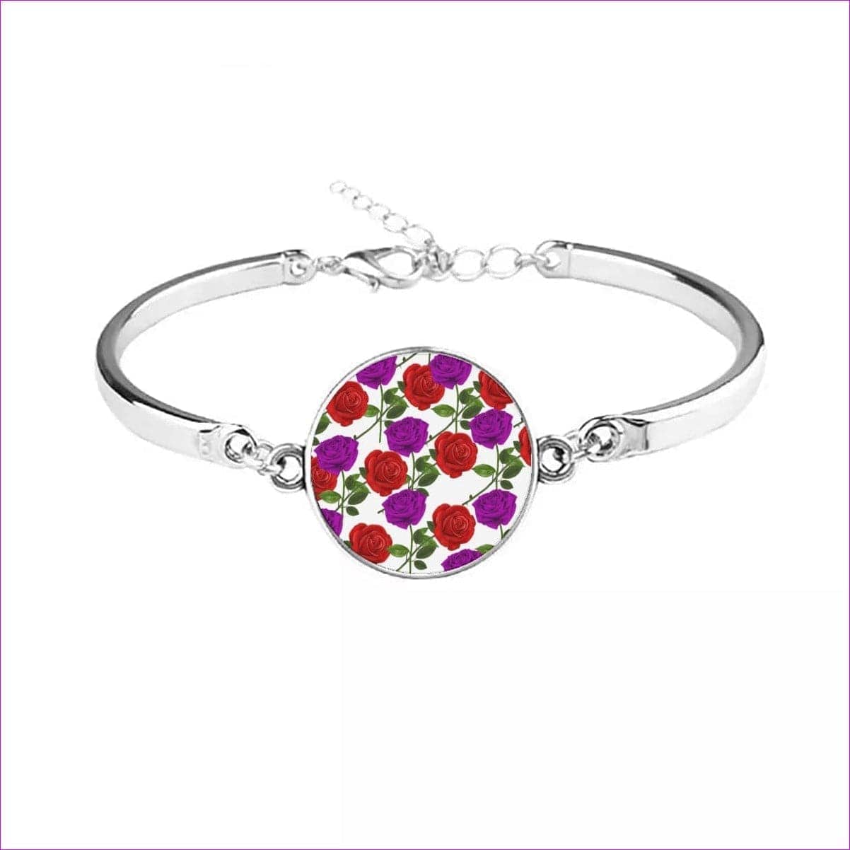 M Sliver Red Rose Purp Metal Bracelet - bracelet at TFC&H Co.