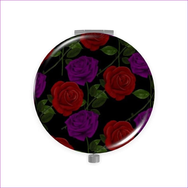 Red Rose Purp Metal Compact Mirror - Metal Compact Mirror at TFC&H Co.