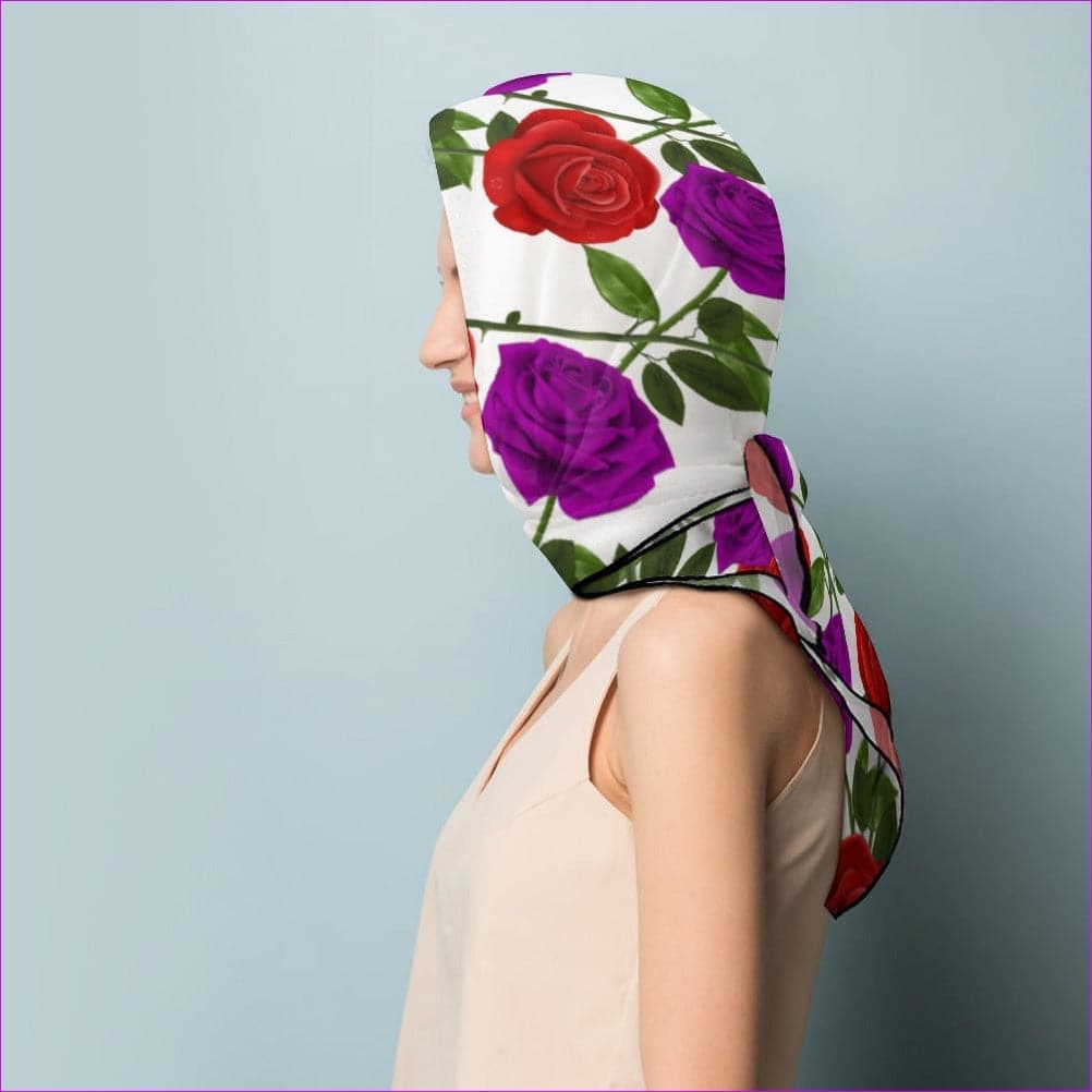 - Red Rose Purp Soft & Shiny Silk Scarf - 2 options - Scarf Wrap or Shawl at TFC&H Co.