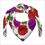 ONESIZE White - Red Rose Purp Soft & Shiny Silk Scarf - 2 options - Scarf Wrap or Shawl at TFC&H Co.