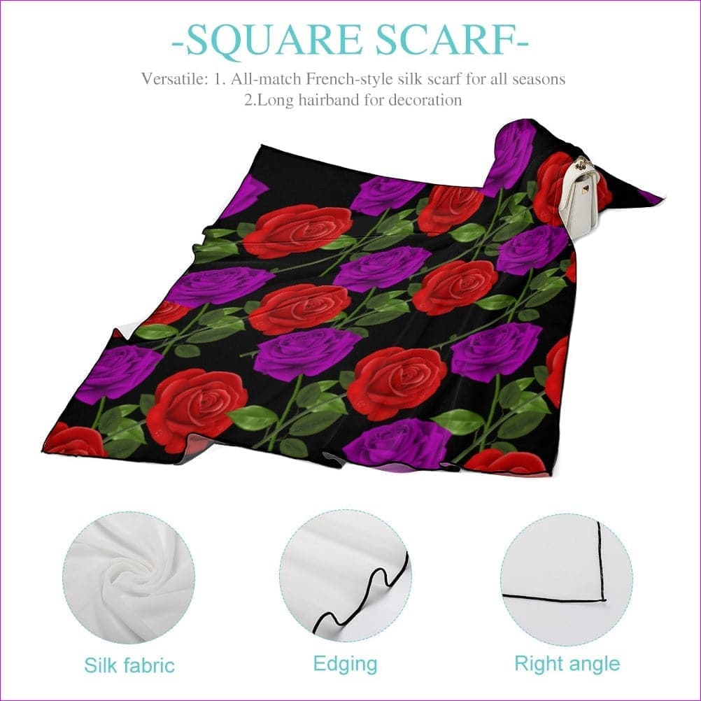 - Red Rose Purp Soft & Shiny Silk Scarf - 2 options - Scarf Wrap or Shawl at TFC&H Co.