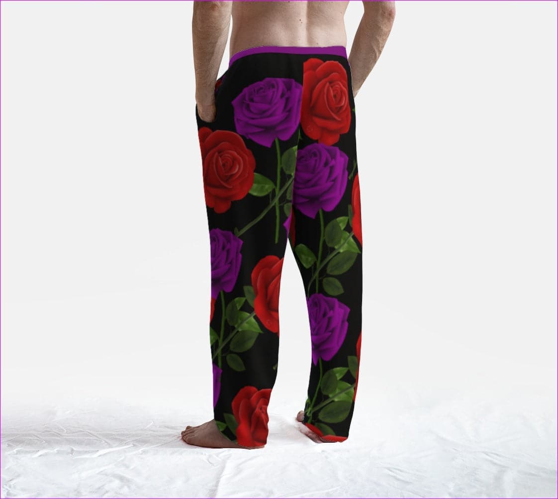 - Red Rose Purp Women's Black Lounge Pants - Lounge Pants at TFC&H Co.