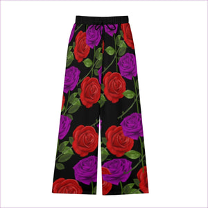 Black - Red Rose Purp Women's Casual Wide Leg Pants - womens pants at TFC&H Co.