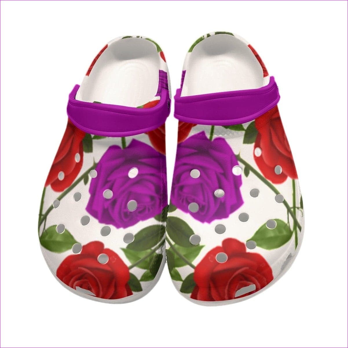 Red Rose Purp Classic Women's Clogs - women's clogs at TFC&H Co.