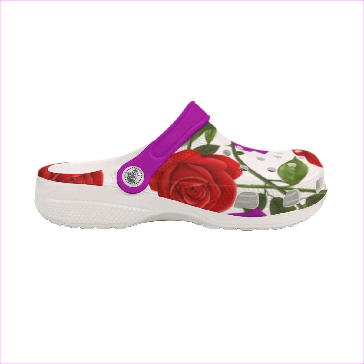 White - Red Rose Purp Classic Women's Clogs - womens clogs at TFC&H Co.