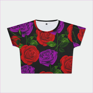 - Red Rose Purp Women's Crop Tee - Ships from The US - womens crop top at TFC&H Co.