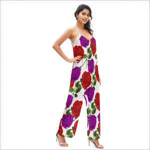 - Red Rose Purp Women's Loose Cami Jumpsuit - womens jumpsuit at TFC&H Co.