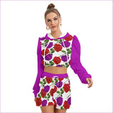 multi-colored - Red Rose Purp Women's Mirco Fleece Hoodie And Short Set - womens top & short set at TFC&H Co.