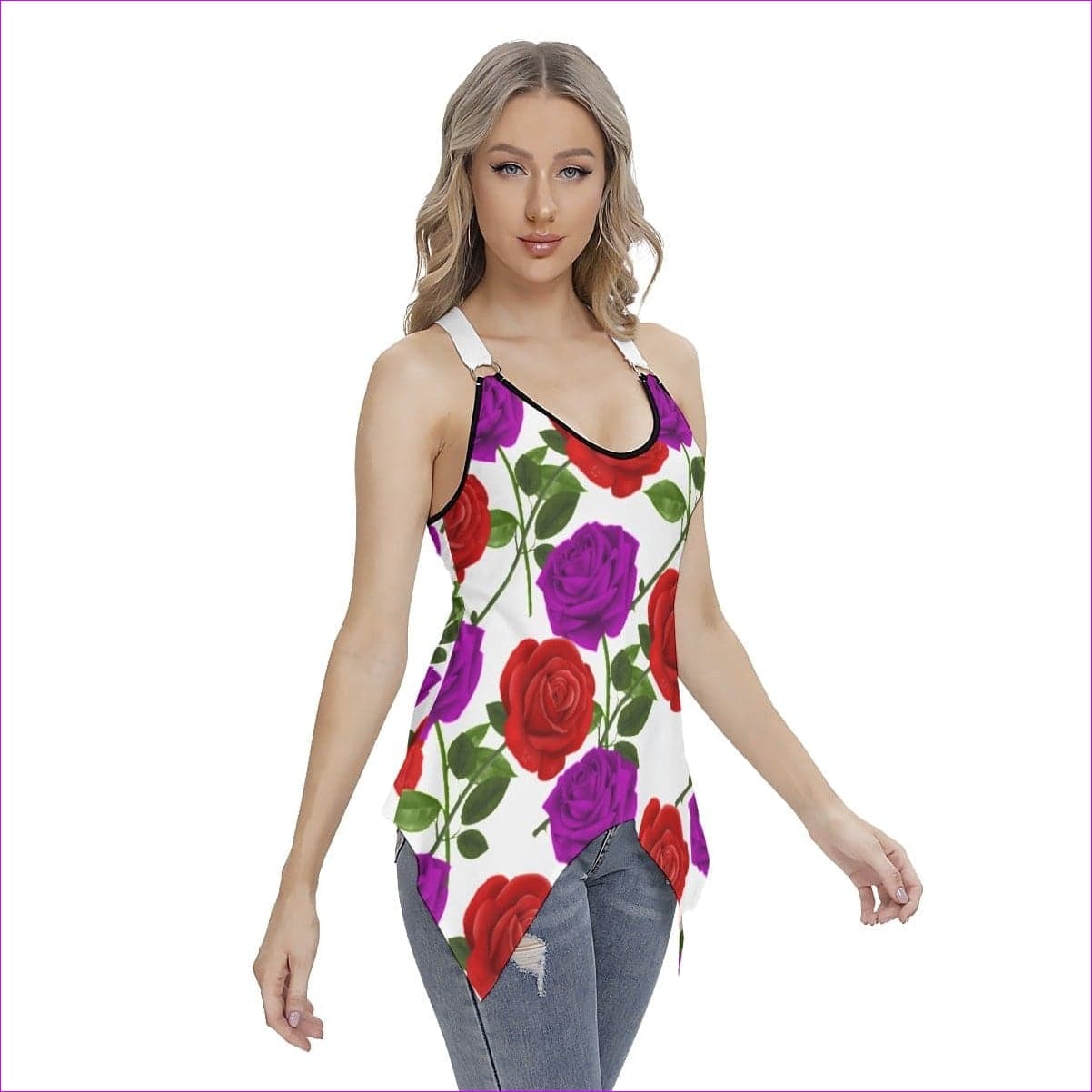 White Red Rose Purp Women's Skinny Sport Tank Top - women's tank top at TFC&H Co.