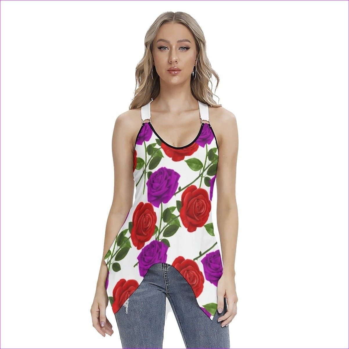 - Red Rose Purp Women's Skinny Sport Tank Top - womens tank top at TFC&H Co.