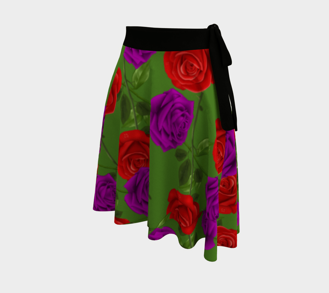 - Red Rose Purp Wrap Skirt - Green - Womens Wrap Skirt at TFC&H Co.