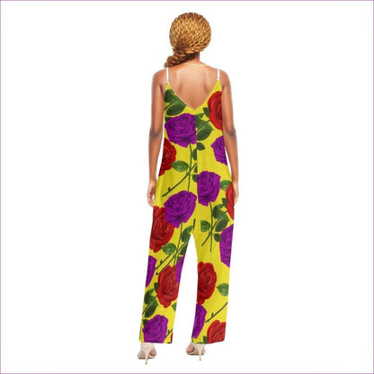 Red Rose Purp Yellow Women's Loose Cami Jumpsuit - women's jumpsuit at TFC&H Co.
