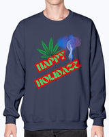 Navy - Happy Holidaze Weed 2 Gildan Crewneck Christmas Sweatshirt - Unisex Sweatshirt at TFC&H Co.