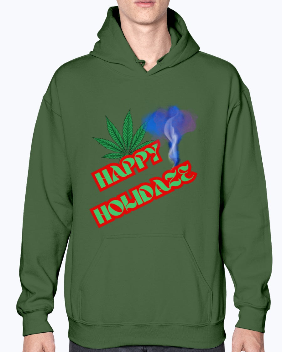 Forest Green - Happy Holidaze Weed 2 Gildan 50/50 Christmas Hoodie - unisex hoodie at TFC&H Co.