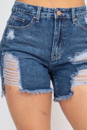 Ripped Five-pocket Mini Denim Shorts - Ships from The US - women's denim shorts at TFC&H Co.