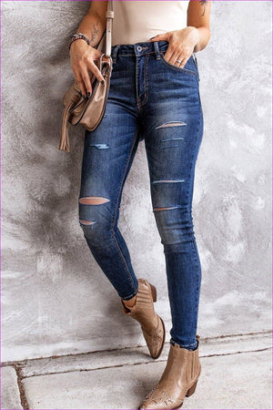 - Ripped High Rise Ankle Length Skinny Jeans - womens jeans at TFC&H Co.