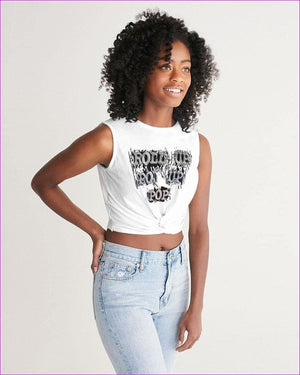 Roll Up Po' Up Pop News Edition Women's Twist-Front Tank - women's crop top at TFC&H Co.