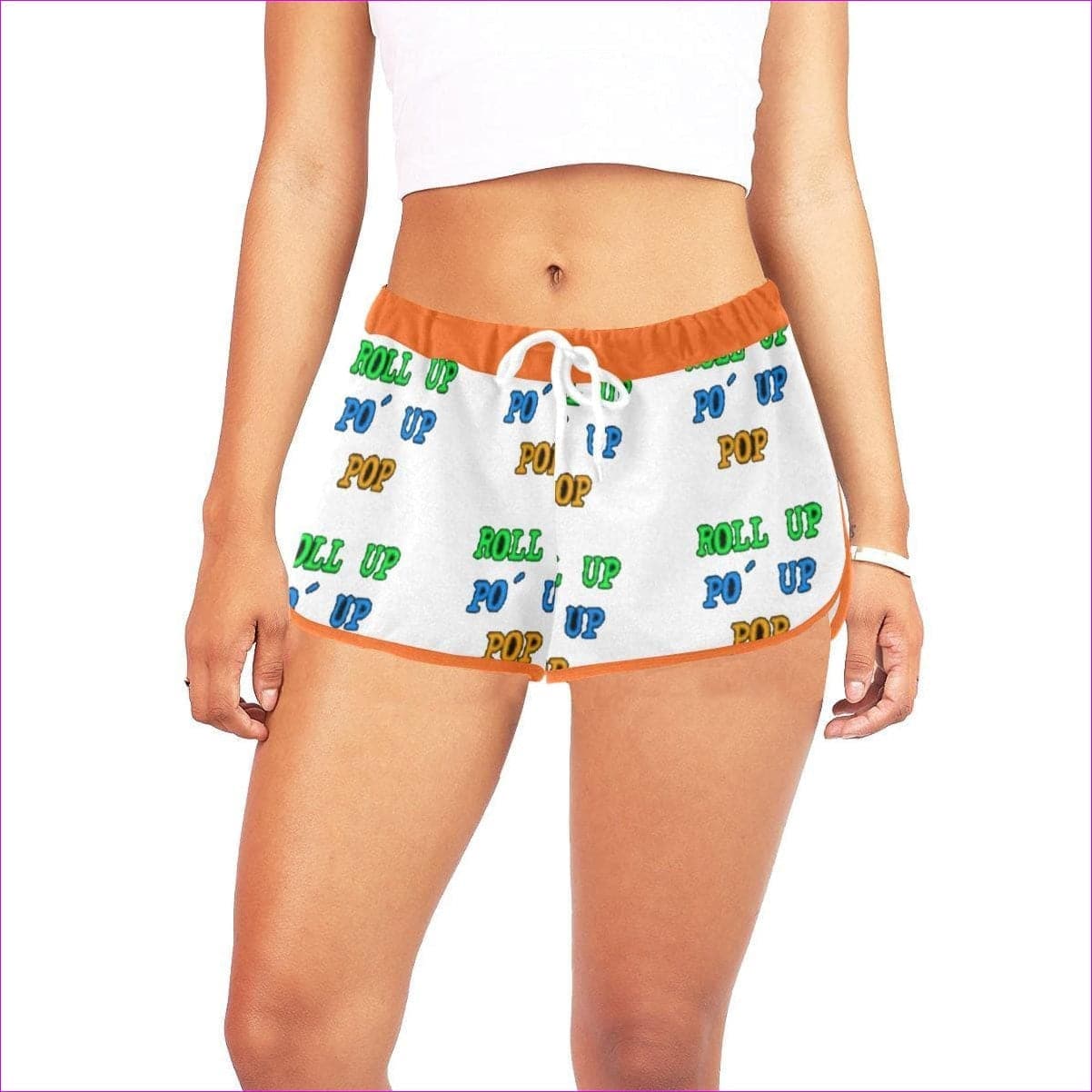 Roll Up Po' Up Pop Women's All Over Print Casual Shorts (Model L19) Roll Up Po' Up Pop Tease Shorts - women's shorts at TFC&H Co.