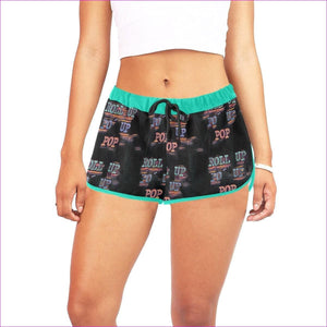 Roll Up Po' Up Pop Rave Edition Women's All Over Print Casual Shorts (Model L19) - Roll Up Po' Up Pop Tease Shorts - womens shorts at TFC&H Co.