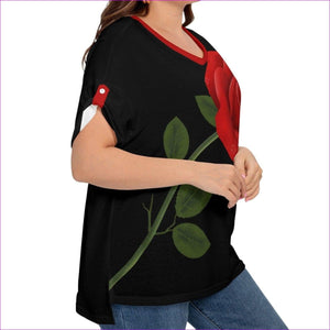 - Rose 2 Women's Drop-shoulder Short Sleeve T-shirt With Sleeve Loops Voluptuous (+) Plus Size - womens t-shirt at TFC&H Co.