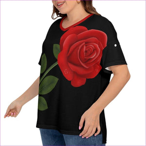 - Rose 2 Women's Drop-shoulder Short Sleeve T-shirt With Sleeve Loops Voluptuous (+) Plus Size - womens t-shirt at TFC&H Co.