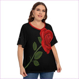 Black - Rose 2 Women's Drop-shoulder Short Sleeve T-shirt With Sleeve Loops Voluptuous (+) Plus Size - womens t-shirt at TFC&H Co.