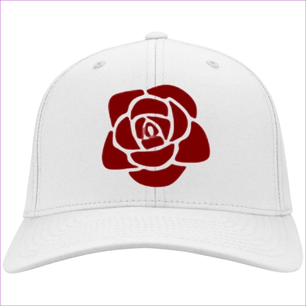 CP80 Twill Cap White One Size Rose Embroidered Knit Cap, Cap, Beanie - Beanie at TFC&H Co.
