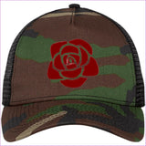 NE205 Snapback Trucker Cap Camo/Black One Size Rose Embroidered Knit Cap, Cap, Beanie - Beanie at TFC&H Co.