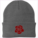 CP90 Knit Cap Athletic Oxford One Size - Rose Embroidered Knit Cap, Cap, Beanie - Beanie at TFC&H Co.
